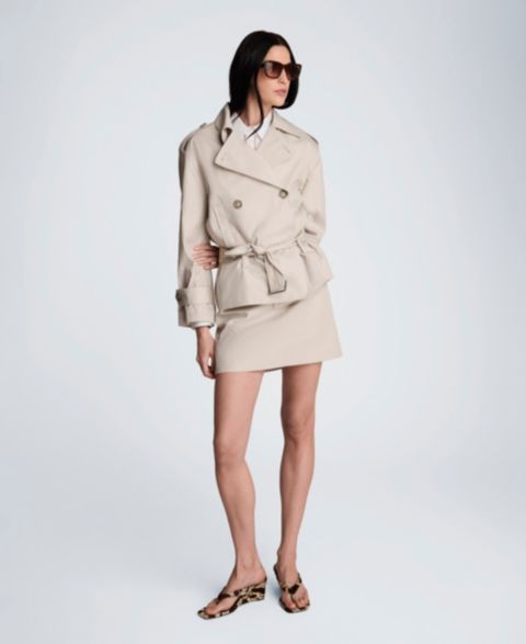 Женские куртки Kenneth Cole Drop-Waist Belted Trench Jacket
