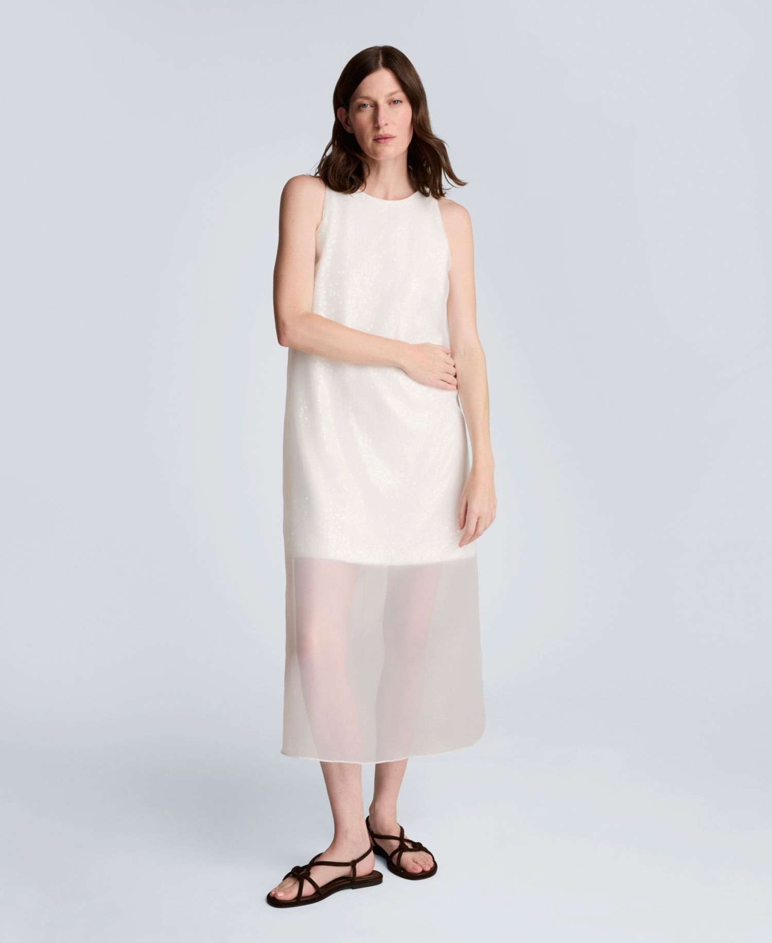 Women's Crewneck Sheer Overlay Dress