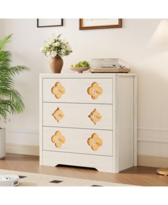 Dresser for Bedroom, Chest of Dressers Tall Dresser for Closet with 3 Decorative Drawer Front Boho Night Stand