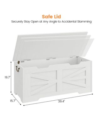 39.4-Inch Wooden Toy Chest & Storage Bench, Safety Hinge for Kids  Room