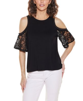 Women's Crochet Lace Cold Shoulder Top