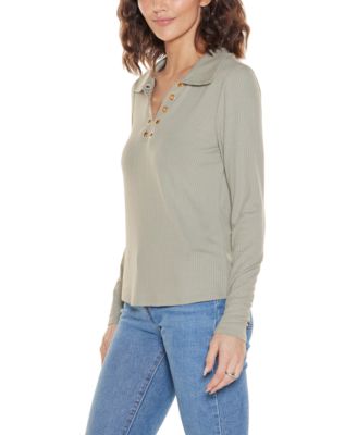 Women's Long-Sleeve Collared Neck Top