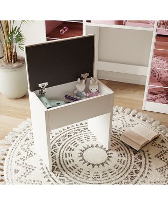 Glamorous Pink Vanity Set with Hollywood Lights & Storage