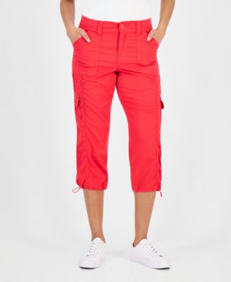 Petite Mid-Rise Cargo Capri Pants