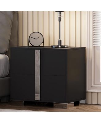 Modern End Table with Drawers and Metal Foot