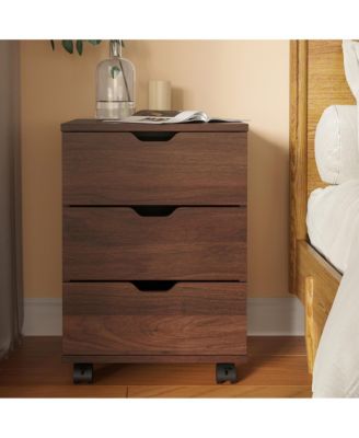 3-Drawer Vertical Filing Cabinet, Wood Mobile File Cabinet, Storage Cabinet with Wheels, Under Desk for Home Office