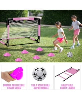 Pro-Grade Kids Backyard Soccer Goal, Tear-Resistant 5-Layer Polyester Net & 10mm Poles, 7x5ft Portable Pop Up Training Set with Size 4 Ball