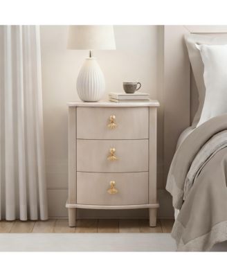 Vintage Curved Front Nightstand with Leaf Handles