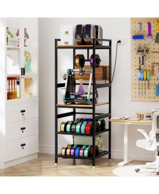 3D Printer Stand with Filament Storage & Power Panel, Metal Frame Workstation