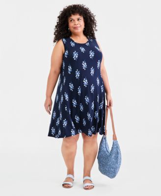 Plus Size Printed Flip-Flop Dress