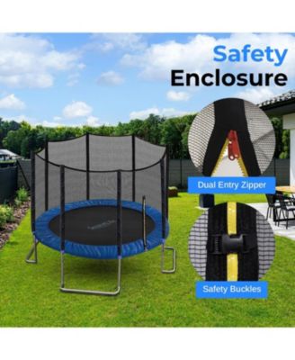 Outdoor Trampoline 8FT–14FT with Safety Enclosure Net & Ladder, ASTM Approved Heavy-Duty Trampoline for Kids & Adults