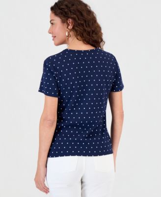 Women's Printed Short-Sleeve V-Neck Top