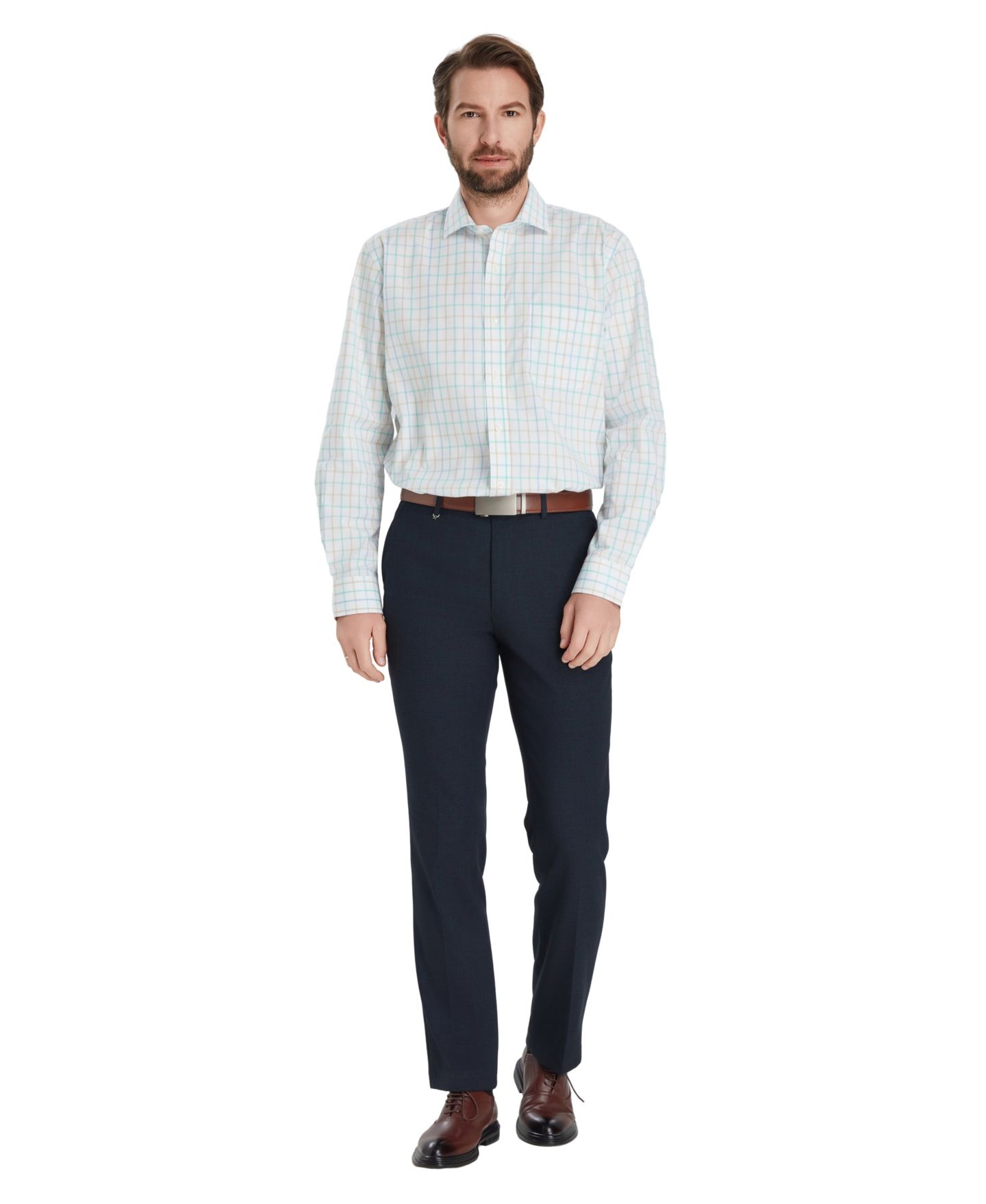 Мужская рубашка Club Room Windowpane Plaid, цвет: Мятный — фото 2