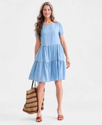 Women's Chambray Tiered Dress