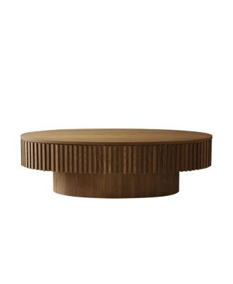 Streamdale 47" Oval Storage Coffee Table - Solid Wood Veneer, Brown