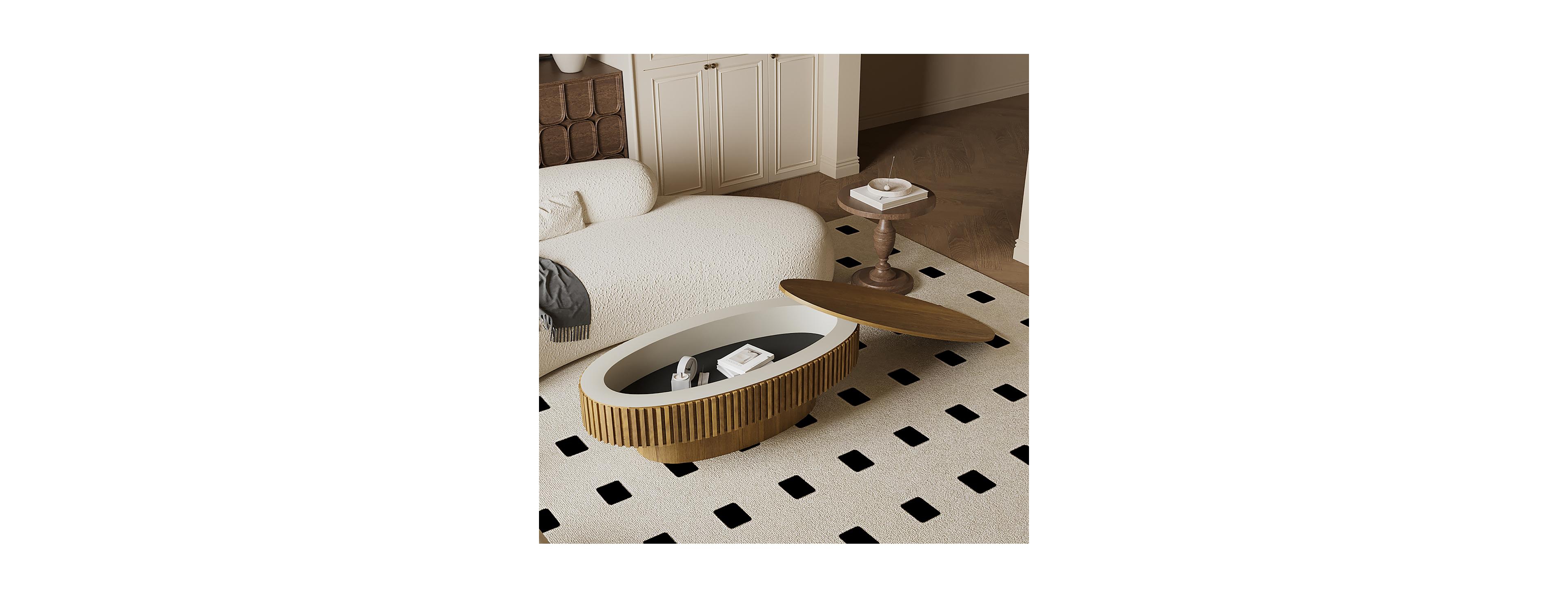 Streamdale Furniture 47" Oval Storage Coffee Table - Solid Wood Veneer