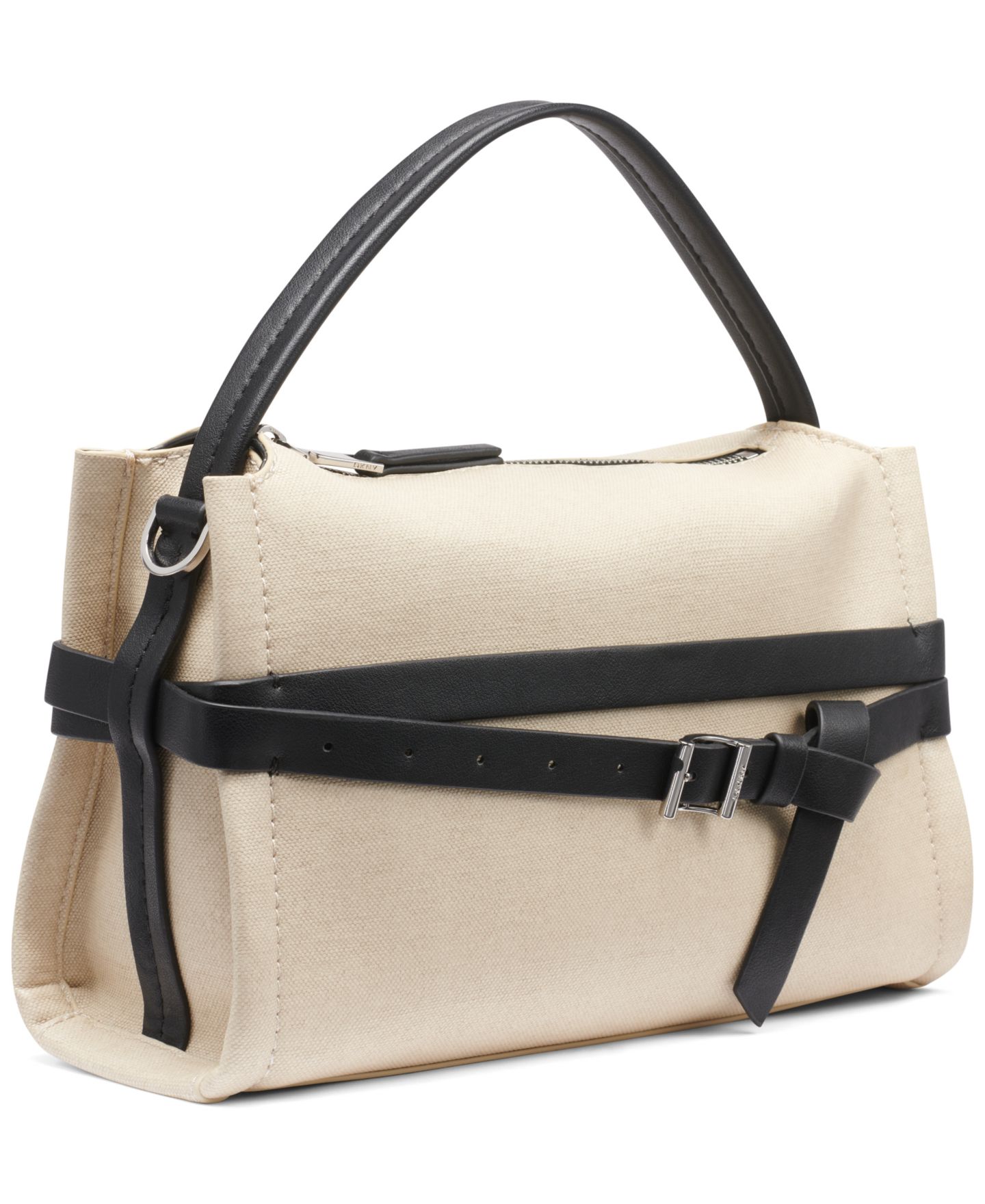 Женская сумка DKNY Bridie Silver-Tone Hardware Small Crossbody, цвет: Натуральный / Чёрный — фото 3