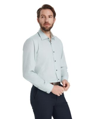 Men's Geometric Pattern Spread-Collar Dress Shirt