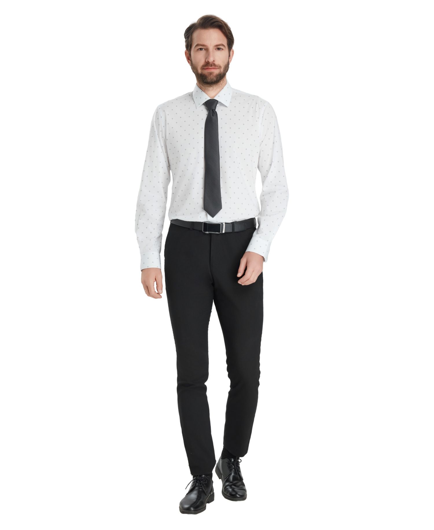 Men's Slim-Fit Geometric Pattern Dress Shirt