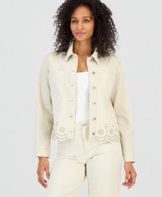 Women's Cropped Embroidered Shacket