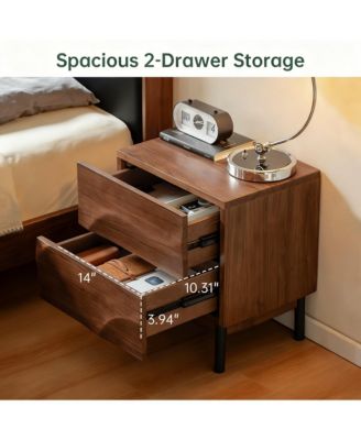Nightstand, 2 Drawers, Modern Design, Low Profile