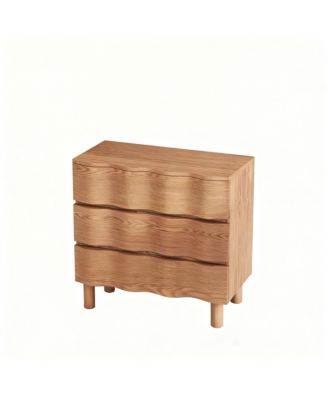 Modern 3 Drawer Dresser with Wave Design for Bedroom