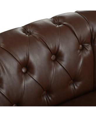 PU Leather Chesterfield Sectional Sofa with Rolled Arms & Nailhead