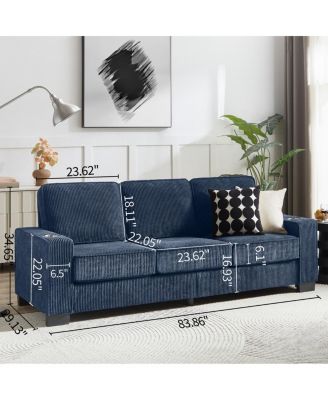 Corduroy 83.86" Modern Compressed 3-Seater Sofa for Living Room