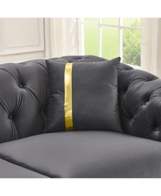 Velvet Chesterfield Couch Set, 84.6" 3 Seater & 62.6" Loveseat Sofa