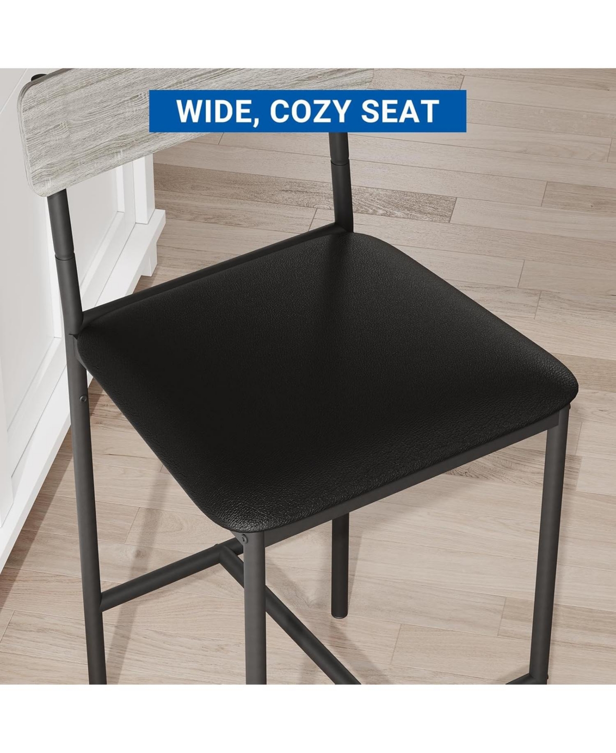 gaomon Bar Stools Set of 2, Pu Upholstered Counter Height Bar Chairs with Back and Footrest, Easy Assembly Kitchen Bar Stools