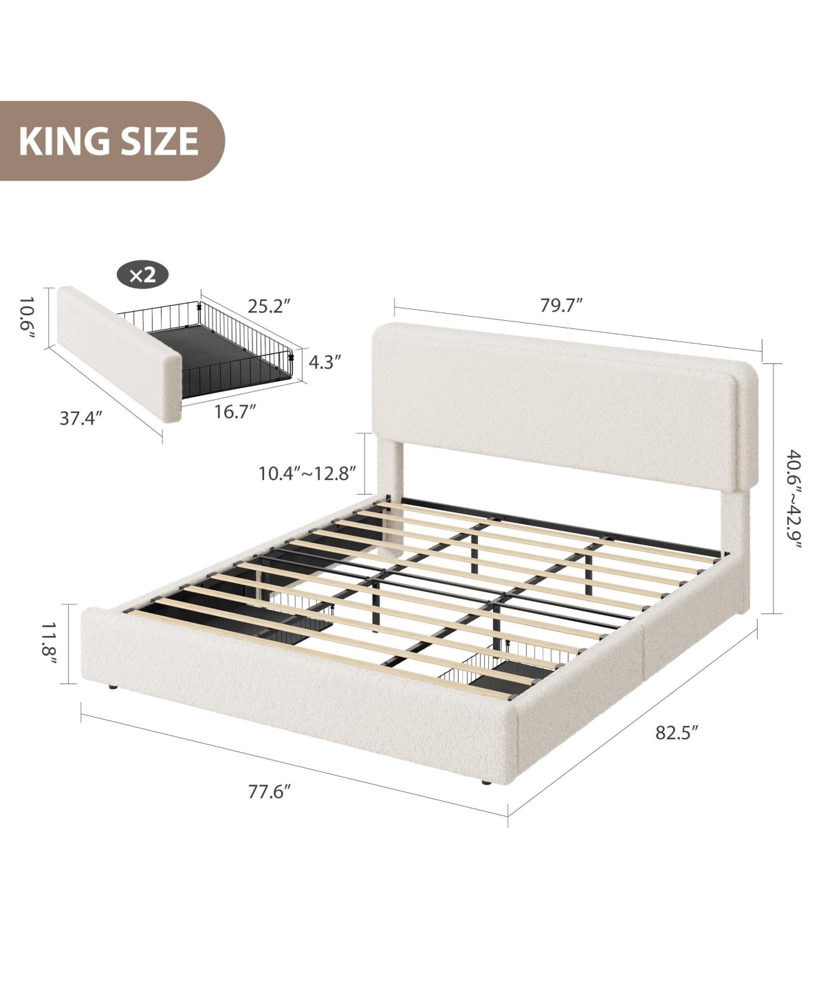 gaomon Teddy Fleece Bed Frame
