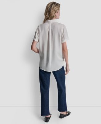 Women's Print Rolled Short-Sleeve Shirt