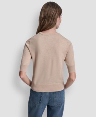 Women's Elbow-Sleeve Crew Neck Sweater