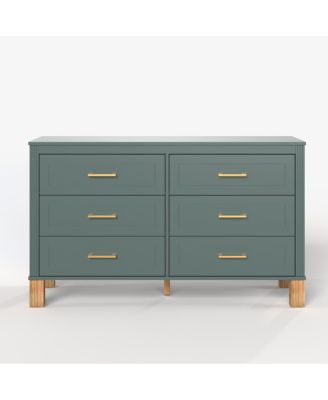 6-Drawer Double Dresser with Metal Handles & Solid Wood Legs