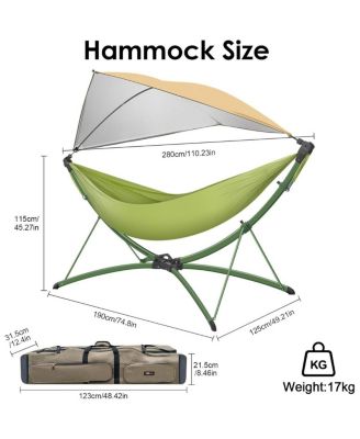 Portable Outdoor Hammock with Stand, Sunshade & Bag