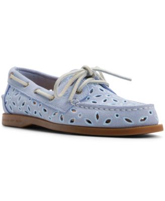 Women's Authentic Embroidered Perforated Round Toe Boat Shoes