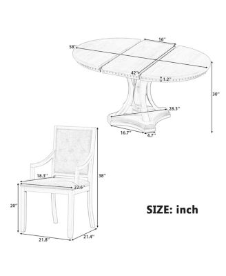 Retro Extendable Round Dining Set with 4 Chairs