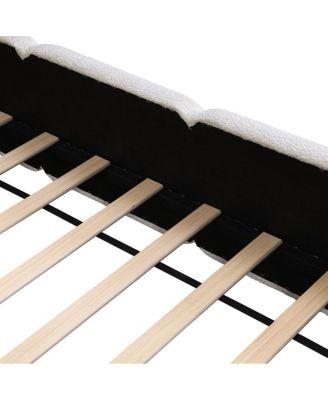 King Size Boucle Platform Bed with Thick Headboard and Footboard