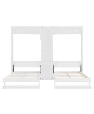 Streamdale Dual Twin Wall Murphy Beds w/ Cabinets & Shelves