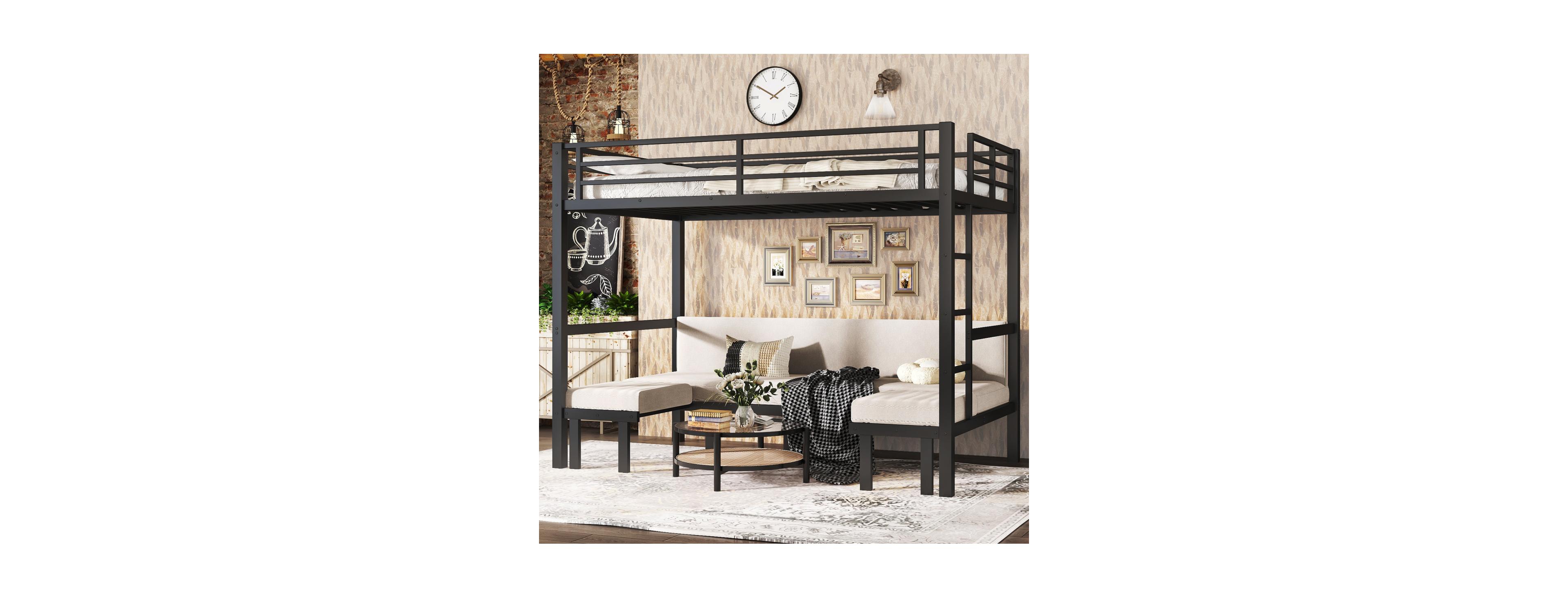 Streamdale Furniture Twin Xl over Twin Xl pull-out Metal Bunk Bed with safety rails