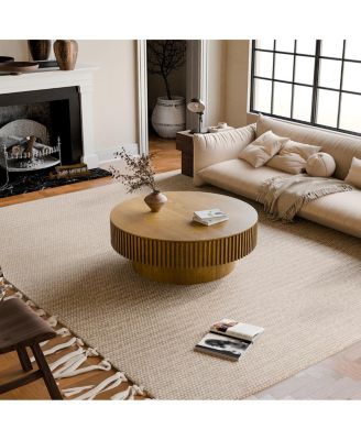 Solid Wood Veneered Modern Coffee Table with Storage