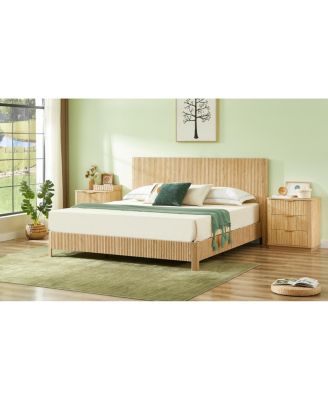  Rustic Oak King Bed Frame with Curved Profile