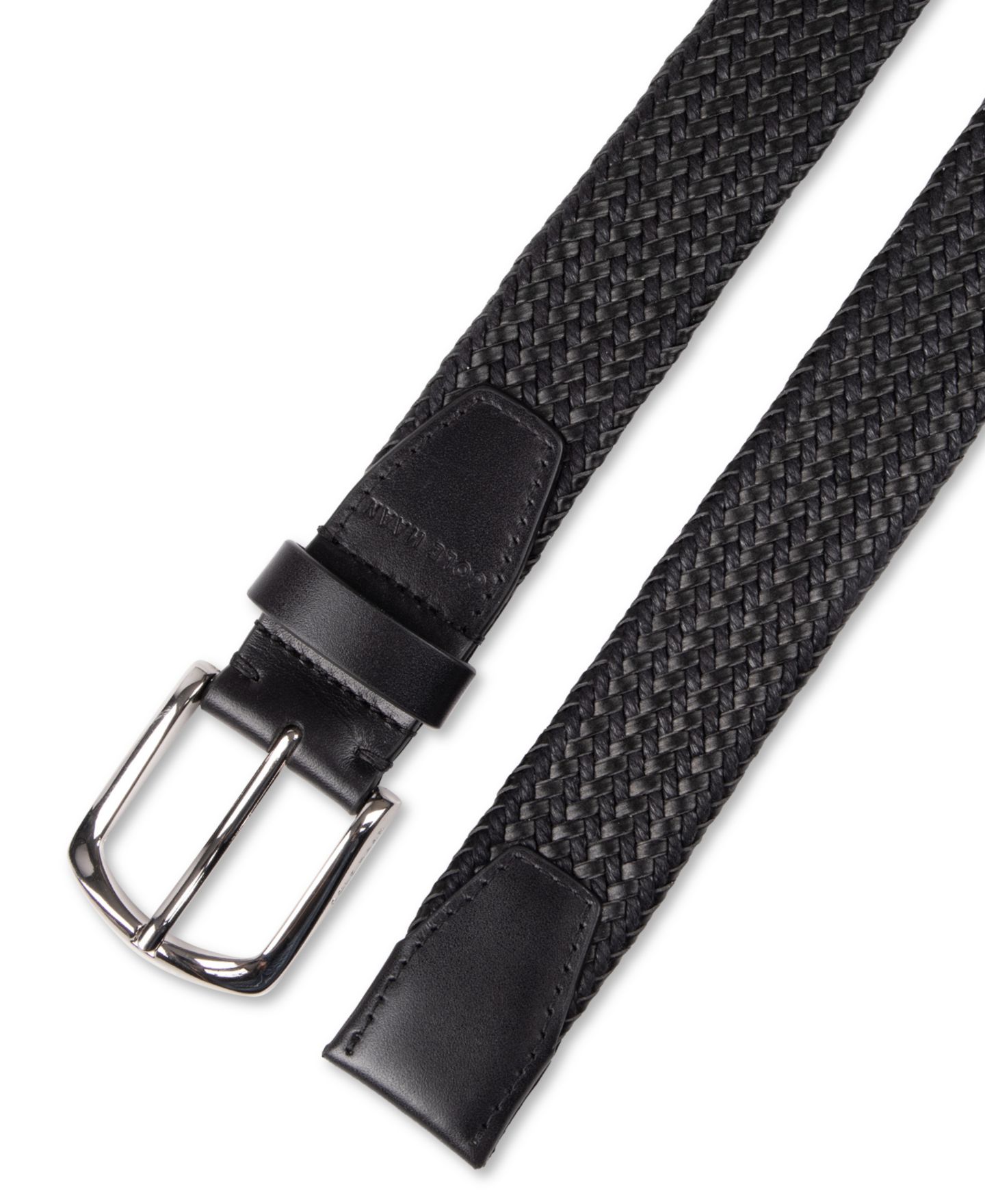 Мужской ремень Cole Haan Fully Adjustable Leather Braided Belt, цвет: Чёрный — фото 5