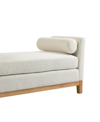  Elegant Upholstered Bench with Wood Legs & 2 Bolster Pillows