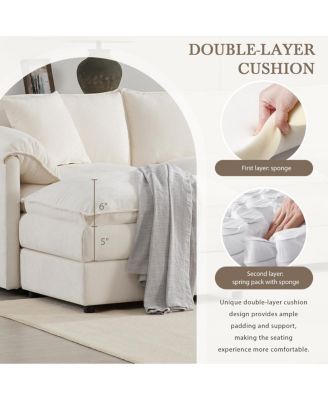 Chenille Modular Sectional Sofa with Deep Wide Seat & Double Cushions