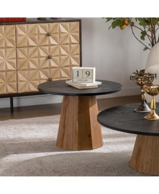 Round Coffee Table - Sturdy Wooden Tea Table for Living Room