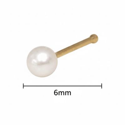 Solid 14K Freshwater Cultured Pearl Nose Stud