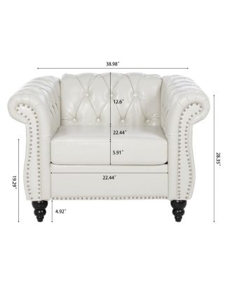  PU Leather Sofa with Wood Legs, Easy Assembly