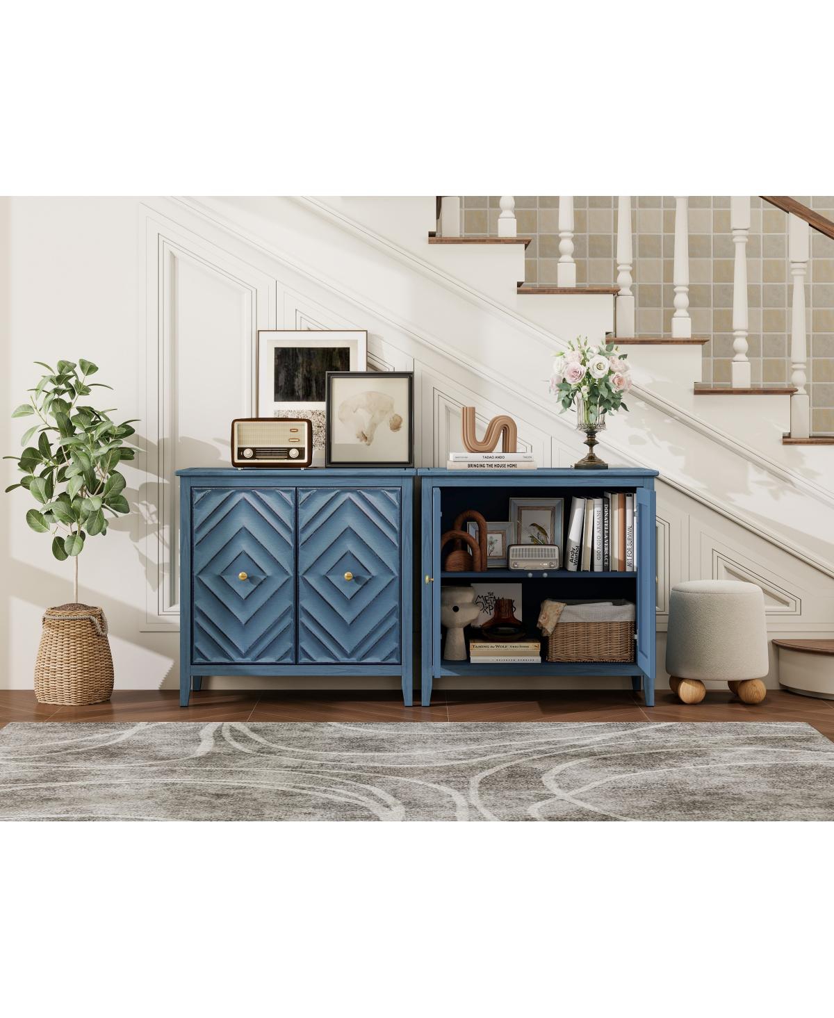 Streamdale Furniture Durable Mdf Cabinet with Diamond-Embossed Doors