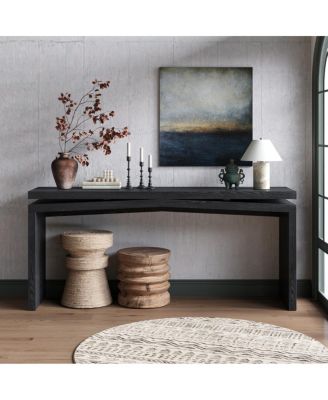  65-Inch Rustic Solid Wood Veneer Console Table - Farmhouse Entryway Sofa Table